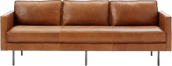 A brown leather sofa